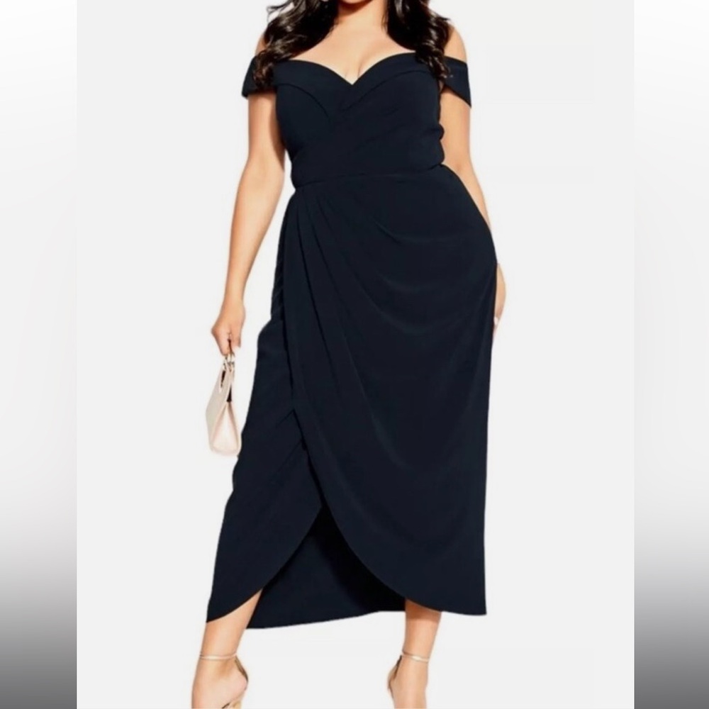 Elegant Navy Wrap Dress